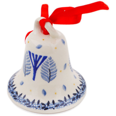 Polish Pottery Bell Ornament 3&quot; Pastel Hooter UNIKAT