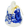 faience Bell Ornament 3&quot; Retro Cobalt