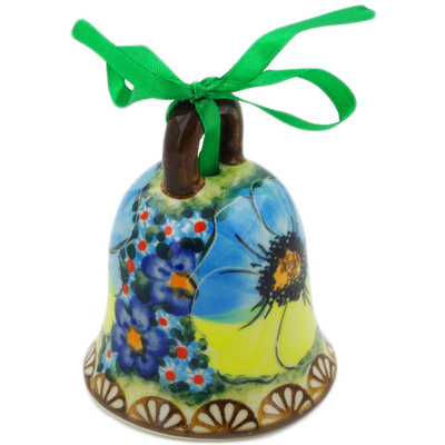 Polish Pottery Bell Ornament 3&quot; Sweet Emotions UNIKAT