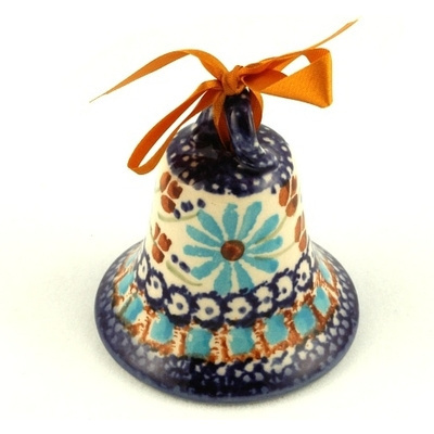 Polish Pottery Bell Ornament 3&quot; UNIKAT