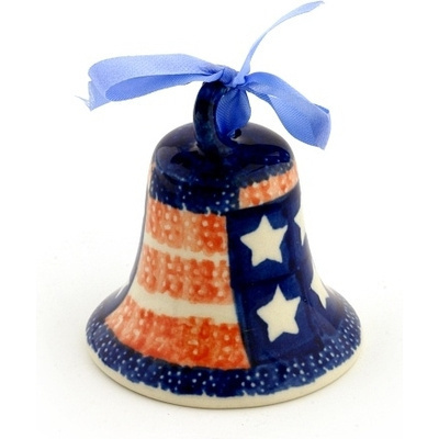 Polish Pottery Bell Ornament 3&quot; UNIKAT