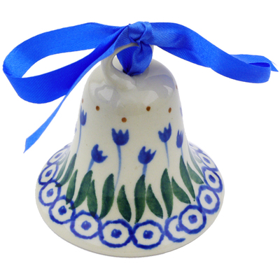 Polish Pottery Bell Ornament 3&quot; Water Tulip