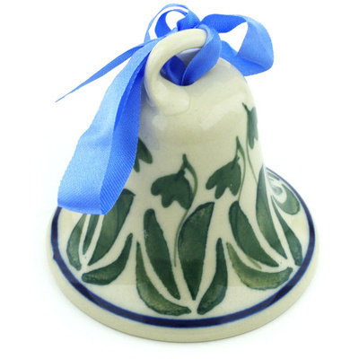 Polish Pottery Bell Ornament 3&quot; Weeping Tulips