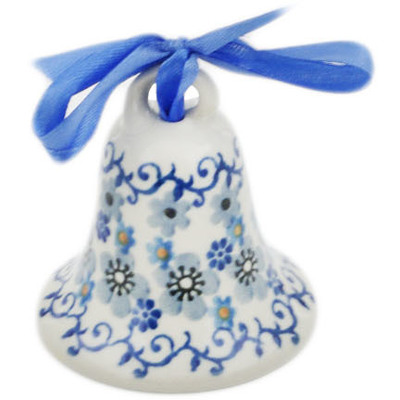 Polish Pottery Bell Ornament 3&quot; Winter Vinery