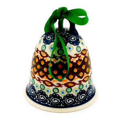Polish Pottery Bell Ornament 4&quot; Artichoke Heart UNIKAT