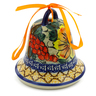 Polish Pottery Bell Ornament 4&quot; Colorful Bouquet UNIKAT