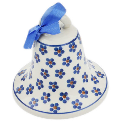 Polish Pottery Bell Ornament 4" Daisy Dots
