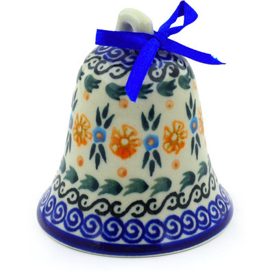 Polish Pottery Bell Ornament 4&quot;