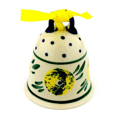 Polish Pottery Bell Ornament 4&quot; Limon Swirl