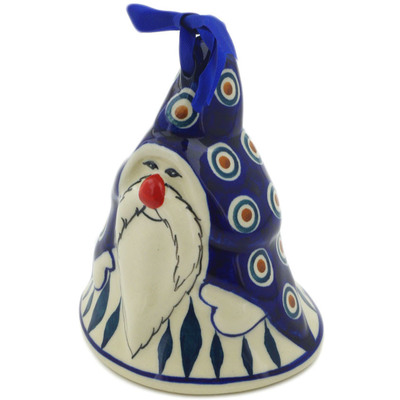Polish Pottery Bell Ornament 4&quot; Peacock