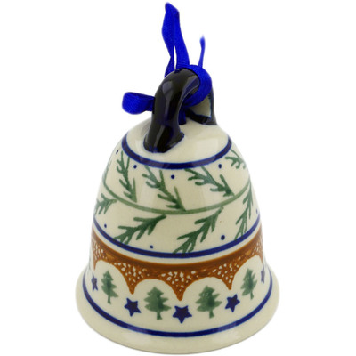 Polish Pottery Bell Ornament 4&quot; Pine Boughs