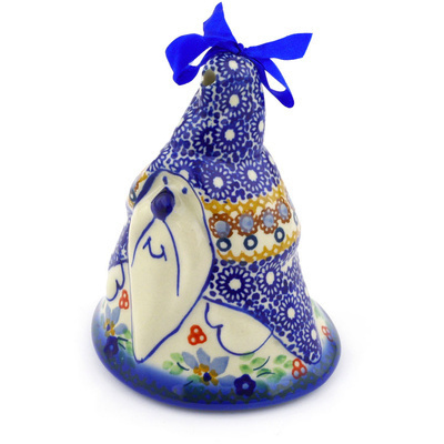 Polish Pottery Bell Ornament 4&quot; Summer Bouquet UNIKAT