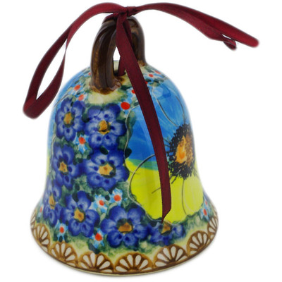 Polish Pottery Bell Ornament 4&quot; Sweet Emotions UNIKAT