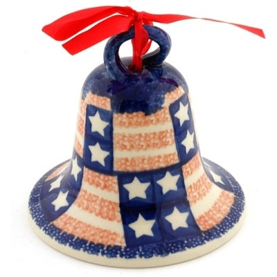 Polish Pottery Bell Ornament 4&quot; UNIKAT