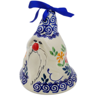 Polish Pottery Bell Ornament 4&quot; Wave Of Flowers