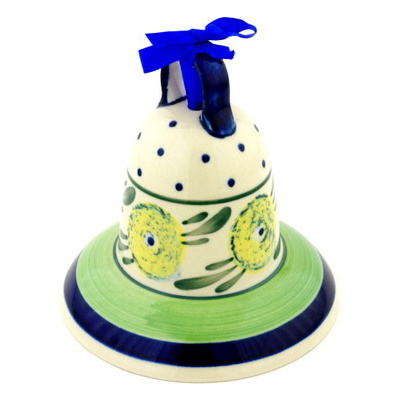 Polish Pottery Bell Ornament 5&quot; Limon Swirl