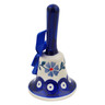 Polish Pottery Bell Ornament 5&quot; Peacock Forget-me-not