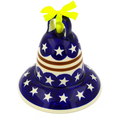 Polish Pottery Bell Ornament 5&quot; Stars And Stripes