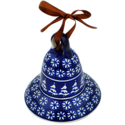 Polish Pottery Bell Ornament 5&quot; Winter Night