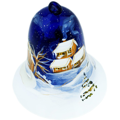Glass Bell Ornament 6&quot; Cottage In The Mountains