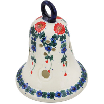 Polish Pottery Bell Ornament 7&quot; Reaching Vines UNIKAT