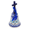 Polish Pottery Bell Ornament 8&quot; Blue Chain UNIKAT