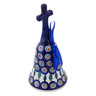 Polish Pottery Bell Ornament 8&quot; Peacock Leaves