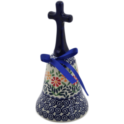 Polish Pottery Bell Ornament 8&quot; Wave Of Flowers