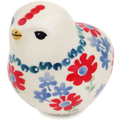 Polish Pottery Bird Figurine 2&quot; Full Blossom