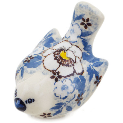 Polish Pottery Bird Figurine 2&quot; Pansy Parade UNIKAT
