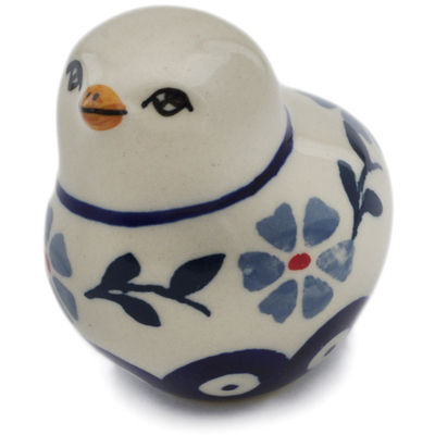 Polish Pottery Bird Figurine 2&quot; Peacock Forget-me-not