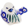 Polish Pottery Bird Figurine 2&quot; Peacock Leaves