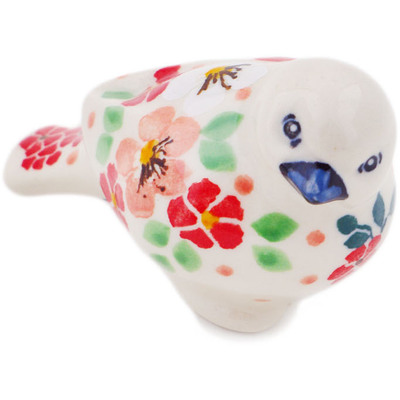 Polish Pottery Bird Figurine 2&quot; Pink Divinity UNIKAT