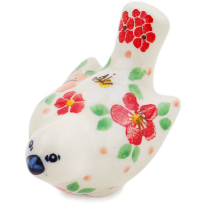 Polish Pottery Bird Figurine 2&quot; Pink Divinity UNIKAT
