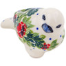 Polish Pottery Bird Figurine 2&quot; Springtime Wreath