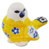 Polish Pottery Bird Figurine 2&quot; Sunburst Daisies