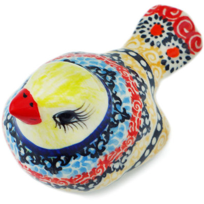 Polish Pottery Bird Figurine 3&quot; Hot Summer UNIKAT