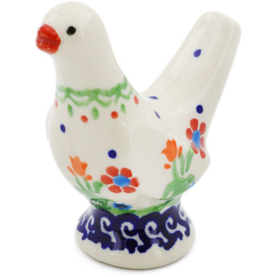 Polish Pottery Bird Figurine 3&quot; Spring Flowers