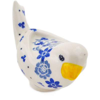 Polish Pottery Bird Figurine 4&quot; Blue Country Field