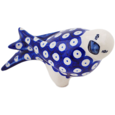 Polish Pottery Bird Figurine 4&quot; Blue Eyes