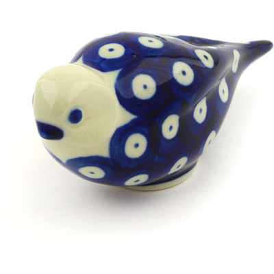 Polish Pottery Bird Figurine 4&quot; Blue Eyes