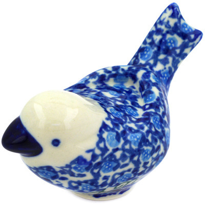 Polish Pottery Bird Figurine 4&quot; Blue Passion