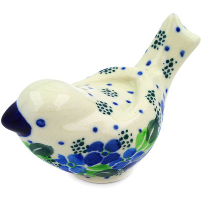 Polish Pottery Bird Figurine 4&quot; Blue Phlox