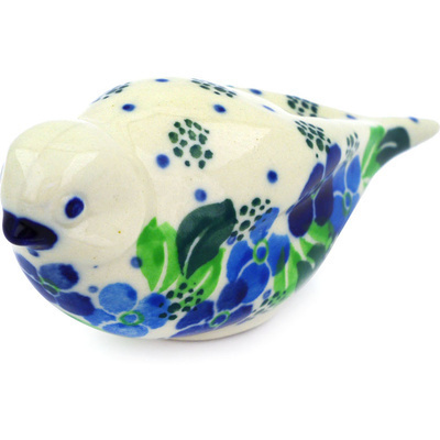 Polish Pottery Bird Figurine 4&quot; Blue Phlox