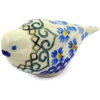 Polish Pottery Bird Figurine 4&quot; Chickory Heart Vines