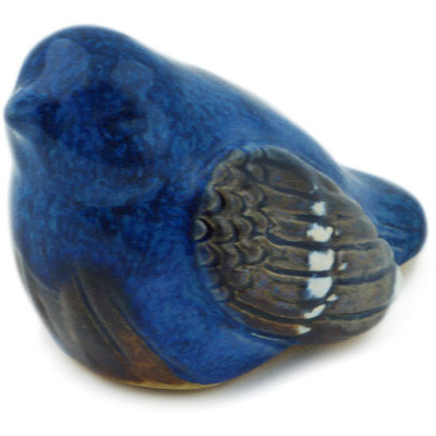 Polish Pottery Bird Figurine 4&quot; Cobalt Sky