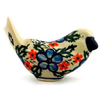 Polish Pottery Bird Figurine 4&quot; Cobblestone Garden