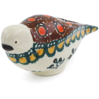 Polish Pottery Bird Figurine 4&quot; Cranberry Medley UNIKAT