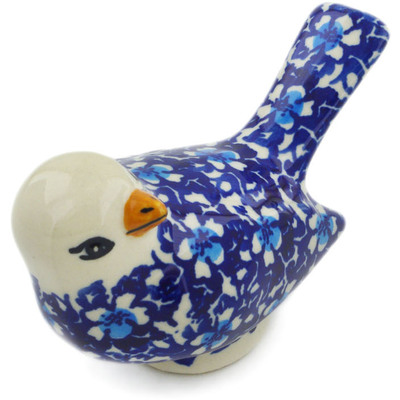 Polish Pottery Bird Figurine 4&quot; Flowers On The Lake