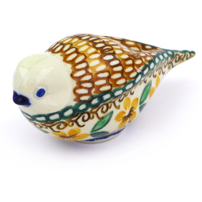 Polish Pottery Bird Figurine 4&quot;